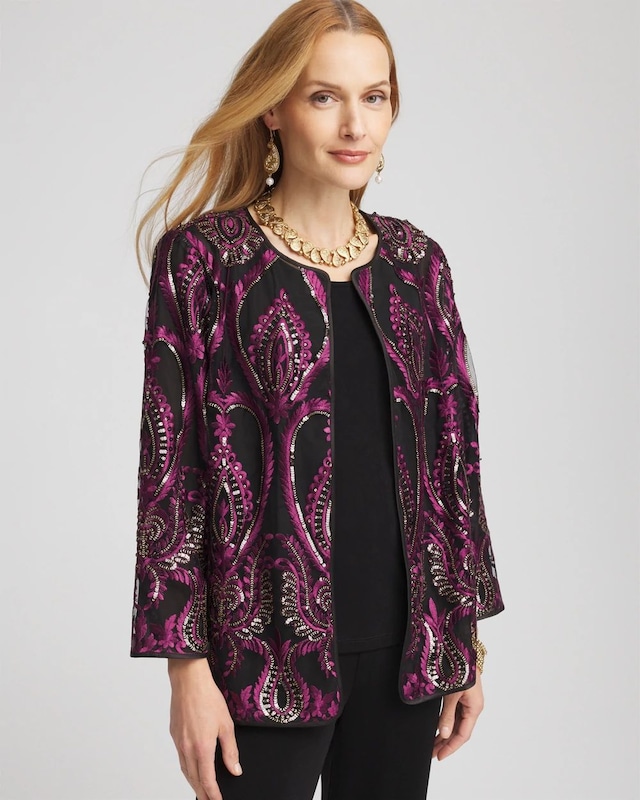 Travelers Collection Mesh Embroidered Jacket
